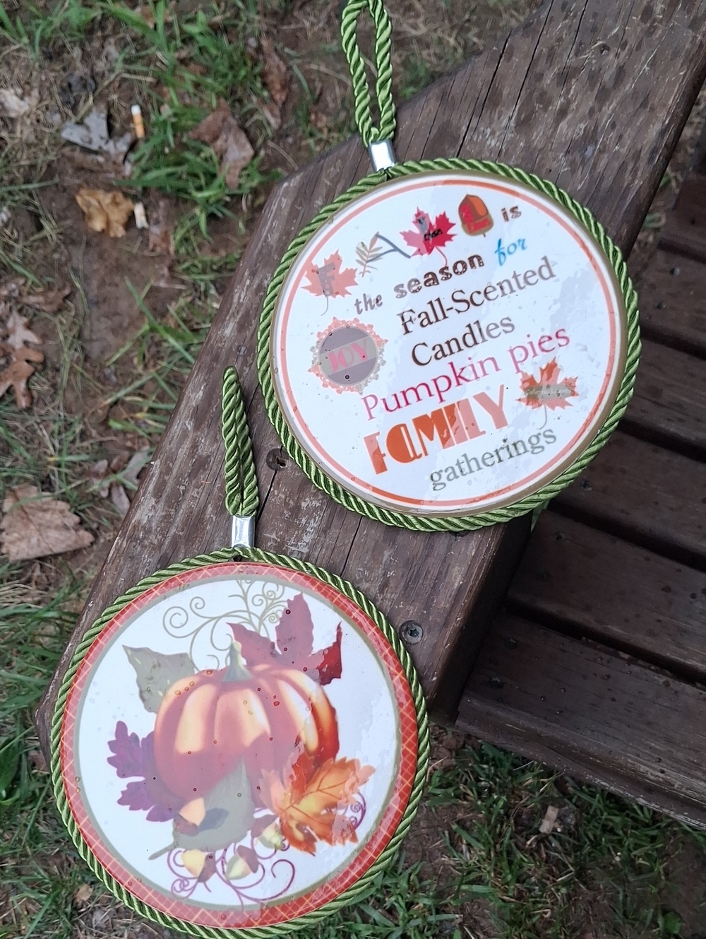 Fall Pumpkin Hanging Signs - Orange & Green